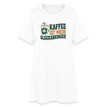 Kaffee ist mein Glücksbringer - Frauen T-Shirt-Kleid - Weiß - Vorne