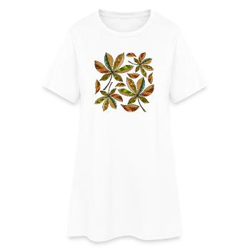 feuilles - Robe T-shirt Femme - blanc - Devant