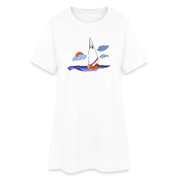 Segelboot - Frauen T-Shirt-Kleid - Weiß - Vorne