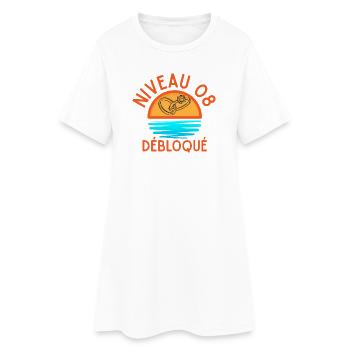 Level 08 freigeschaltet, kreatives und frisches Design - Frauen T-Shirt-Kleid - Weiß - Vorne