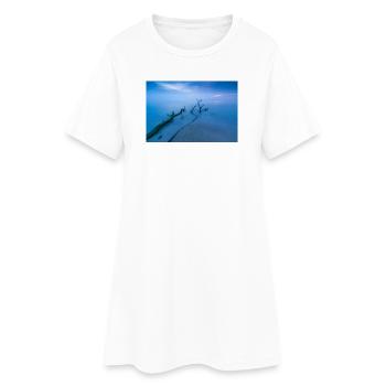 Blue hour sur la plage ouest - Robe T-shirt Femme - blanc - Devant