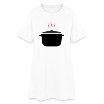Cuisson à la vapeur dans une casserole - Robe T-shirt Femme - blanc - Devant