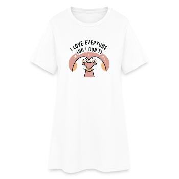 J’aime tout le monde (Non, je ne l’aime pas) - Robe T-shirt Femme - blanc - Devant