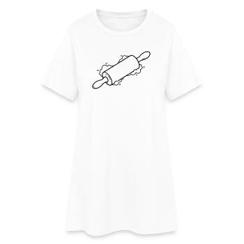 Rolling Pin Baking Roll Flour Outline - Women’s T-Shirt Dress - white - Front