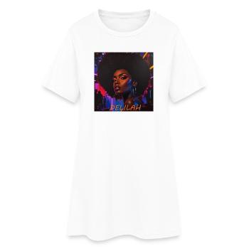 Delilah Portrait afro néon - Robe T-shirt Femme - blanc - Devant
