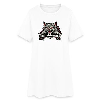 Böse Katze mit "Ich hab Hunger" Spruch - Frauen T-Shirt-Kleid - Weiß - Vorne