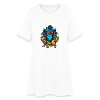 Tête de singe tropical néon - Robe T-shirt Femme - blanc - Devant