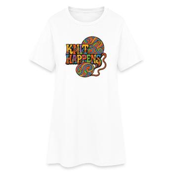 Knit Happens Psychedelische Geschichte - Frauen T-Shirt-Kleid - Weiß - Vorne