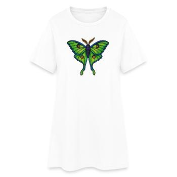 Neon Green Butterfly Winged Bloom - Women’s T-Shirt Dress - white - Front