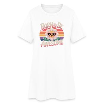Born To Be Awesome - Blume Retro - Frauen T-Shirt-Kleid - Weiß - Vorne