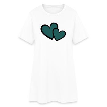 blue heart dark blue 2 hearts heart pattern - Women’s T-Shirt Dress - white - Front