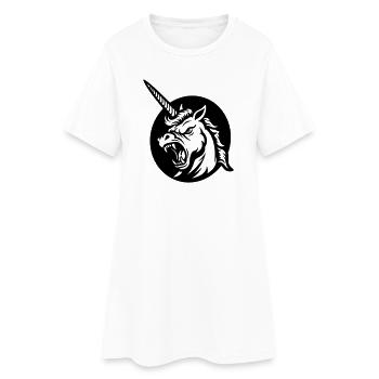 Roaring Unicorn – Aggressive Unicorn Head - Women’s T-Shirt Dress - white - Front