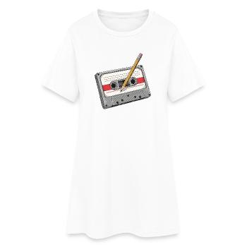 Cassette analogique avec crayon - Robe T-shirt Femme - blanc - Devant