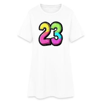 23 Nombre Coloré - Robe T-shirt Femme - blanc - Devant