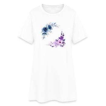 2 bouquets florales  - Robe T-shirt Femme - blanc - Devant