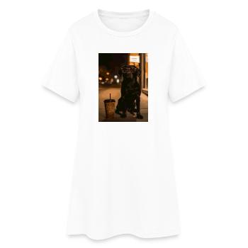 Chien nocturne avec des lunettes de soleil - Robe T-shirt Femme - blanc - Devant