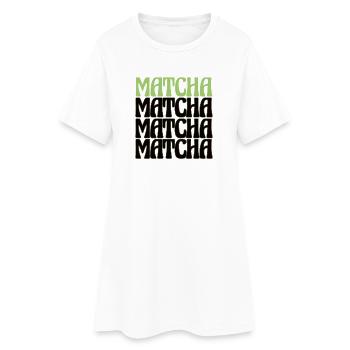 Matcha Retro Tee Liebhaber Design - Frauen T-Shirt-Kleid - Weiß - Vorne