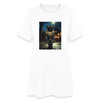 Carlin à vélo la nuit - Robe T-shirt Femme - blanc - Devant