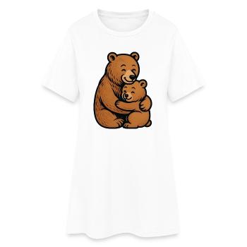 Des ours bruns s’embrassent en dessinant avec câlin - Robe T-shirt Femme - blanc - Devant