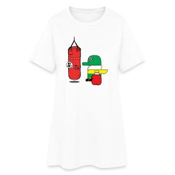 Cartoon Boxing Duo: Maskottchen Bold Bag - Frauen T-Shirt-Kleid - Weiß - Vorne