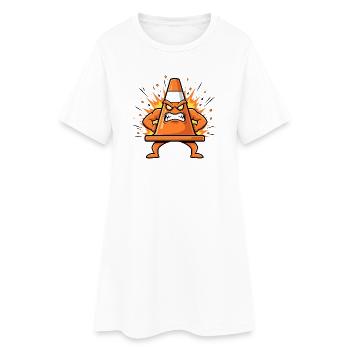 Dessin animé du cône en colère - Robe T-shirt Femme - blanc - Devant