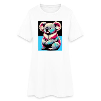 Koala - Frauen T-Shirt-Kleid - Weiß - Vorne