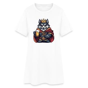 Wolf Bier König - Frauen T-Shirt-Kleid - Weiß - Vorne
