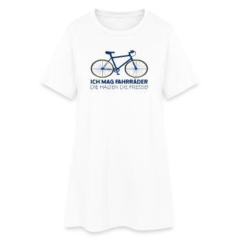 Ich mag Fahrräder die alten die Fresse - Frauen T-Shirt-Kleid - Weiß - Vorne