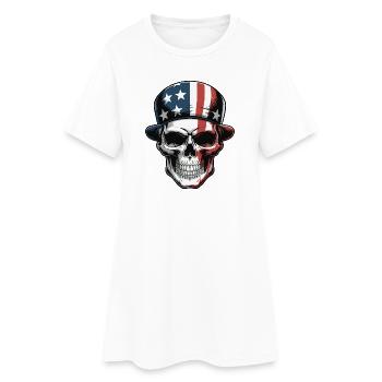 USA Totenkopf - Design du Crâne Patriote - Robe T-shirt Femme - blanc - Devant