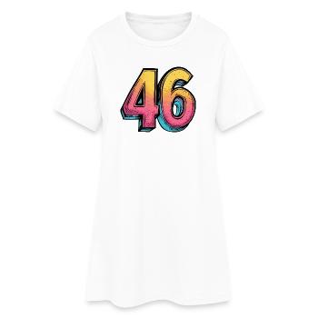 46 Zahl Bunt - Frauen T-Shirt-Kleid - Weiß - Vorne