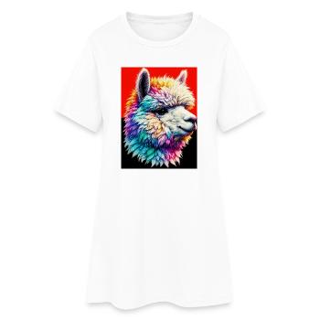 Alpaka - Frauen T-Shirt-Kleid - Weiß - Vorne