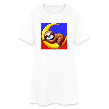 La paresse dort sur la Lune - Robe T-shirt Femme - blanc - Devant