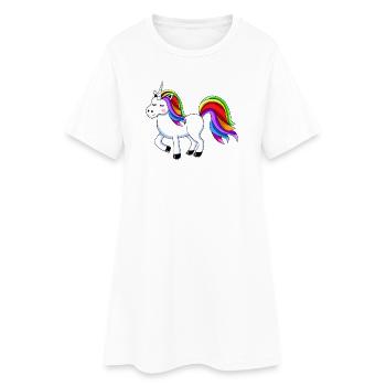 Dessin animé de licorne arc-en-ciel - Robe T-shirt Femme - blanc - Devant