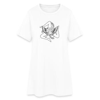 Trinacria - Frauen T-Shirt-Kleid - Weiß - Vorne