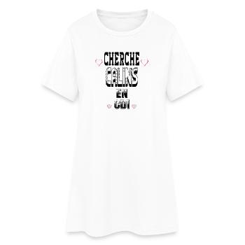 Cherche Câlins en CDI - Robe T-shirt Femme - blanc - Devant