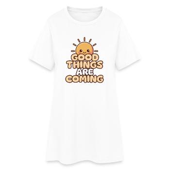 Anticipation ensoleillée : De bonnes choses viendront - Robe T-shirt Femme - blanc - Devant