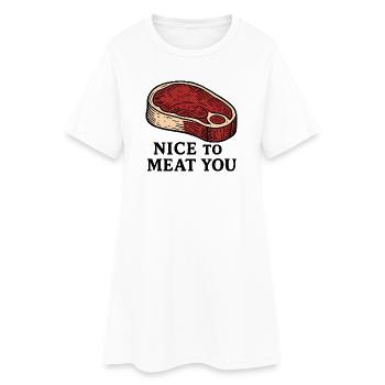 Nice to Meat You Steak Design - Robe T-shirt Femme - blanc - Devant