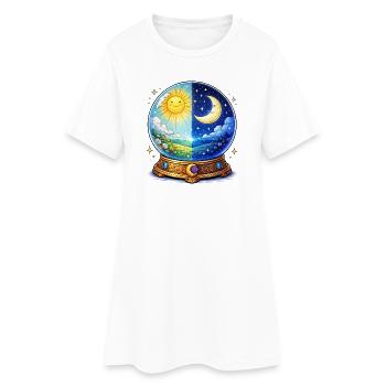 Tag Nacht Kristallkugel - Frauen T-Shirt-Kleid - Weiß - Vorne