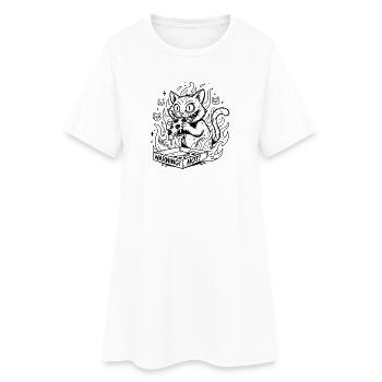 Pizza Flaming Cat dans une Boîte d’Avertissement - Robe T-shirt Femme - blanc - Devant