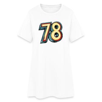 78 Zahl Bunt - Frauen T-Shirt-Kleid - Weiß - Vorne