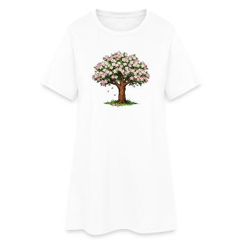 Arbre fleuri aux fleurs roses et blanches - Robe T-shirt Femme - blanc - Devant
