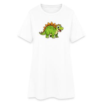 Fröhlicher Dino Stegosaurus - Frauen T-Shirt-Kleid - Weiß - Vorne