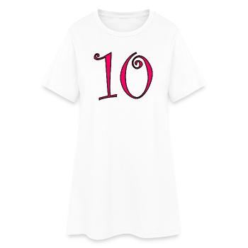 10. 10 ANS. 10e ANNIVERSAIRE. ANNIVERSAIRE 10 ANS. - Robe T-shirt Femme - blanc - Devant