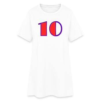 10. 10 JAHRE. 10-JÄHRIGES JUBILÄUM. 10-JÄHRIGES JUBILÄUM. - Frauen T-Shirt-Kleid - Weiß - Vorne
