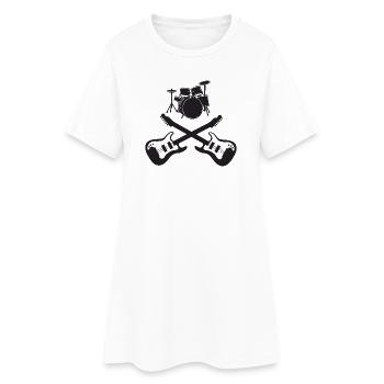 Drum Set and Crossed Guitars Rock Art - Women’s T-Shirt Dress - white - Front