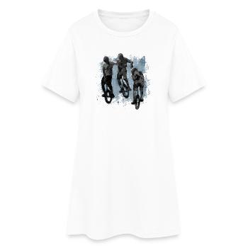 Unicycle | Descendance freestyle en monocycle - Robe T-shirt Femme - blanc - Devant
