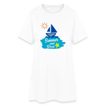 Été et Mer - Conception estivale - Robe T-shirt Femme - blanc - Devant
