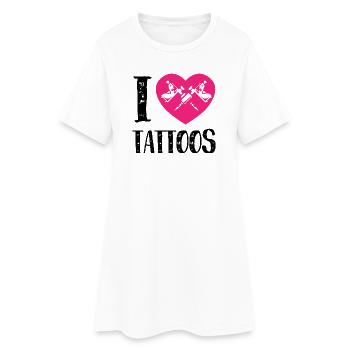 I Love Tattoos Pink Heart Ink Artist Design - Frauen T-Shirt-Kleid - Weiß - Vorne
