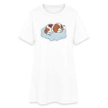 Chiot rêveur sur nuage pastel - Robe T-shirt Femme - blanc - Devant