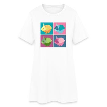 Ensemble de blocs de couleur Pop Art Rabbit - Robe T-shirt Femme - blanc - Devant